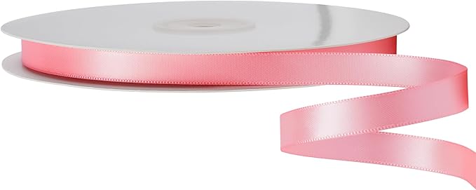 LIUYAXI Pink Double Faced Satin Ribbon, 3/8" X Continuous 100 Yards, Ribbons Perfect for Gift Wrapping Bows Bouquet Wedding Decor DIY Craft and More
