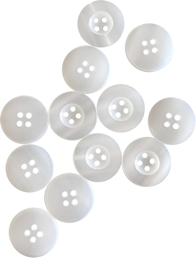 100 Pcs Clear Buttons for Sewing 3/4" (19 mm) 4 Hole 30L Imitation Pearl 0.75 inch Plastic Large Transparent Glossy Sewing Buttons for Work Uniforms Workwear School Outfits Aprons Pants Bags DIY