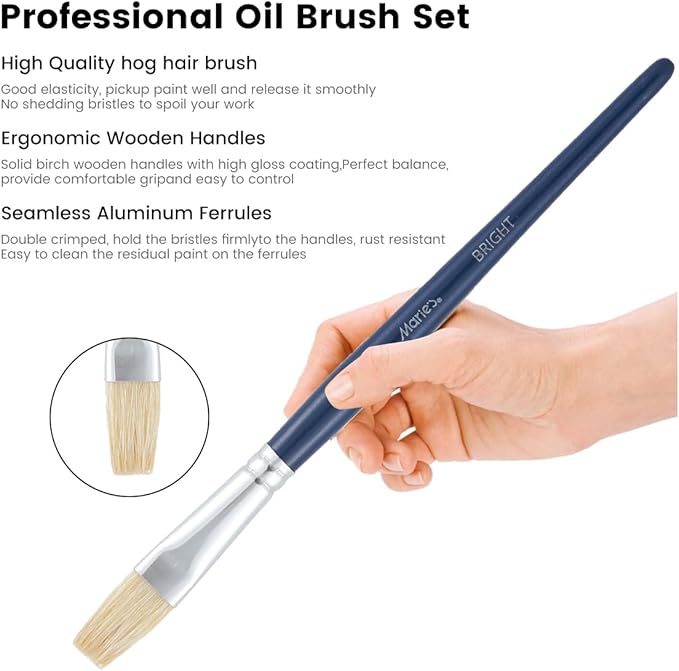 Marie's Paint Brushes Set of 10pcs, Premium Paint Brushes for Acrylic Oil Painting Craft Paintbrushes Art Supplies for Artists and Beginners