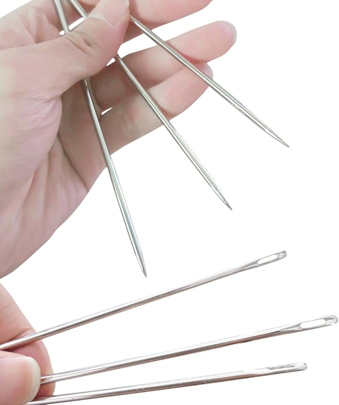 17 Pcs Lei Needle Kit Include 8 Pcs Stainless Steel Long Needle 8 Rolls Lei Needle Twine 1 Sewing Scissors 4.1inch for DIY Graduation Hawaiian Malay Flower Lei Craft Making