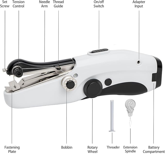 Portable Handheld Sewing Machine - Portable Electric Mini Hand Held Stitching Machine for Beginners & Adults, Easy to Use Fast Stitch for Thin Clothes, Fabrics, Curtains, DIY Home Travel(Black）