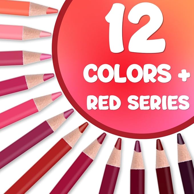 Mifuner 12Pcs Red Colored Pencils Set, Oil Based Drawing Pencils, Pre-sharpened Wooden Professional Sketch Pencil Art Supplies for Adults, Coloring Books, No Duplicates