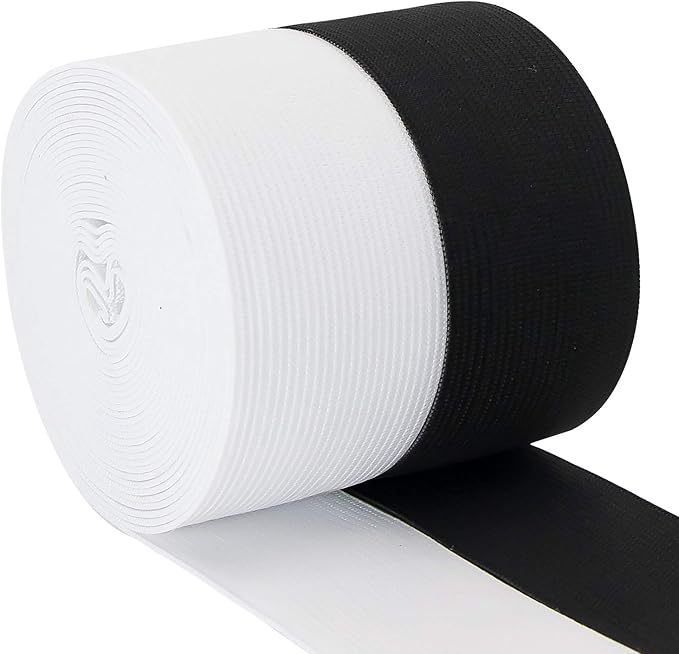1.5'' Elastic Band for Sewing, Crafts, DIY, High Elasticity, (White 5Yards, Black 5 Yards)