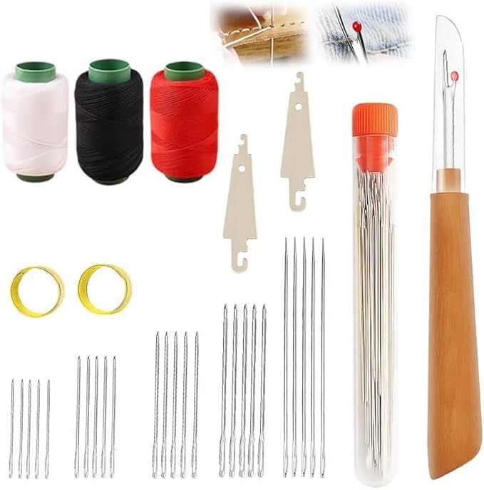 2026 Upgrade Steel Needles for Hand Sewing, Big Eye Stainless Steel Sewing Needles Kit, Portable Sewing Tool Set DIY Embroidery Crafting Kit Tool for Beginners Professional DIY Lovers (A2#34PCS)