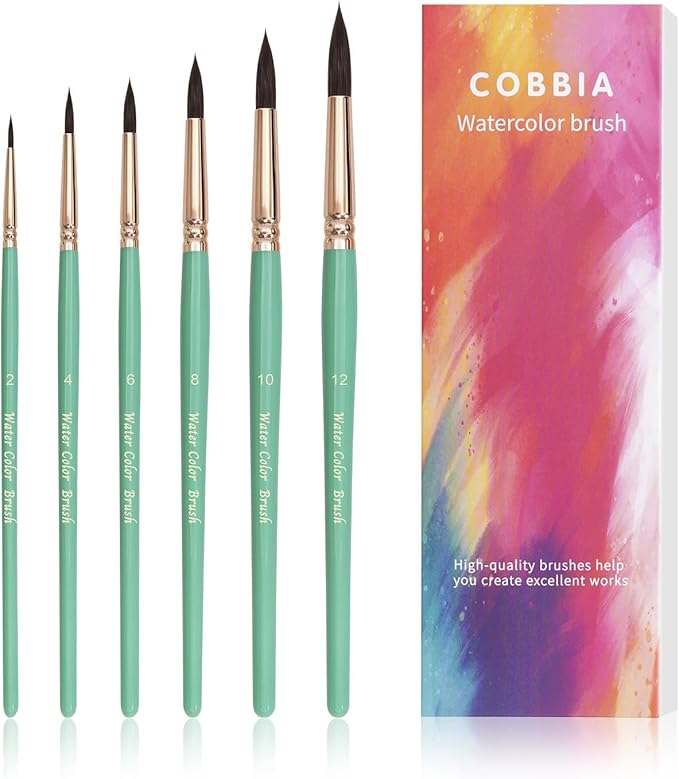 Round Pointed Tip Paint Brushes Set, 6 Pcs Artist Paint Brushes for Acrylic Oil Watercolor Gouache Painting, Inks