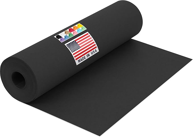 12" x 1200" USA-Made Black Kraft Paper Roll, 45 lbs Thickness, American Quality Colored Craft Paper for School, Bulletin Board - Odorless, Non-Toxic, Safe for Kids