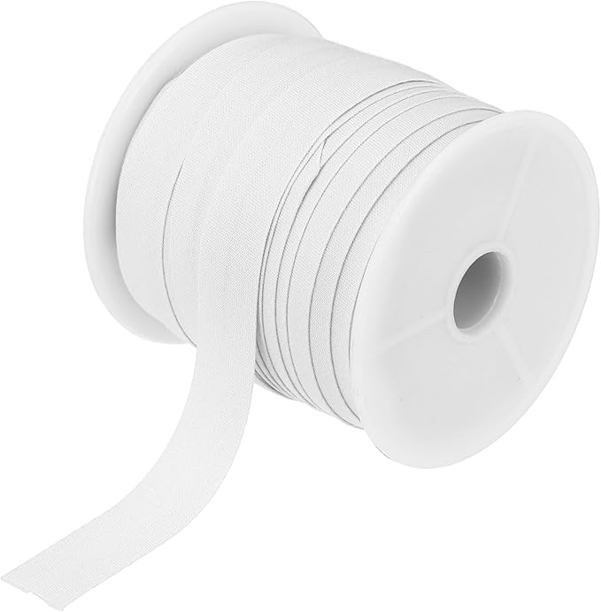 MECCANIXITY 1/2 Inch Single Fold Bias Tape Cotton Continuous Bulk Bias Tape for Sewing,Seaming Quilting Hemming Binding Crafts (White 25 Yards)