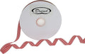 Gingham Ribbon 50 Yard Each Roll 100% Polyester Woven Edge (3/8" x 50 Yards, Red)