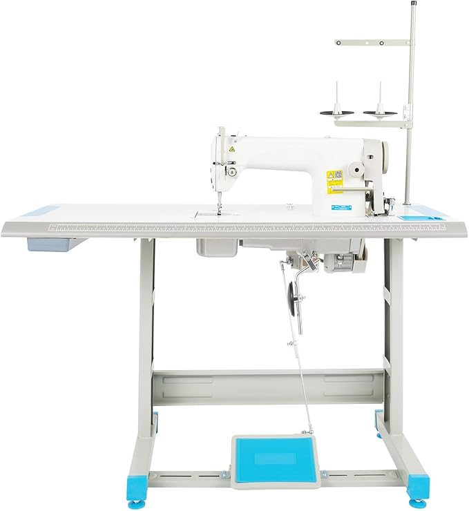 Industrial Electric Sewing Machine, Freestanding Mounting Foot Pedal Operation Tailoring Machines, Heavy Duty Full Metal Frame with Motor, Suitable for Tailors/Drapery Manufacturers