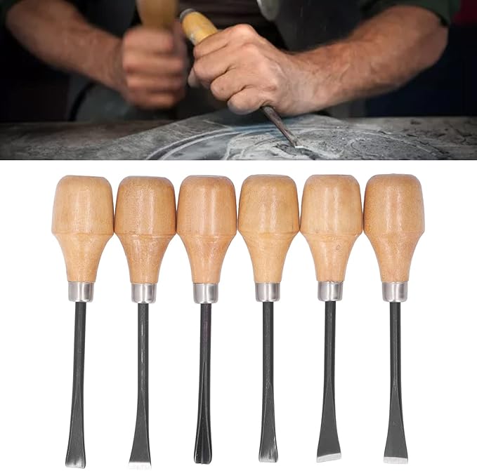 Culnflun Wood Carving Chisel Set Kit, Sculpture Hand Tools, DIY Hemispherical Handle, Craft Accessories for Art