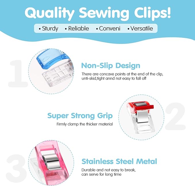 800 Sewing Clips Quilting Supplies Multipurpose Plastic Fabric Clips Assorted Colors for Sewing Quilting Binding Crafts