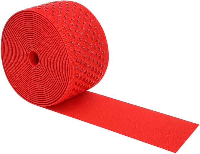 Mandala Crafts 2 Inch Elastic Silicone Gripper Tape for Clothing - 5 Yds Dotted Non Slip Elastic Band for Sewing - Red Silicone Flat Fabric Stretchy Ribbon Straps