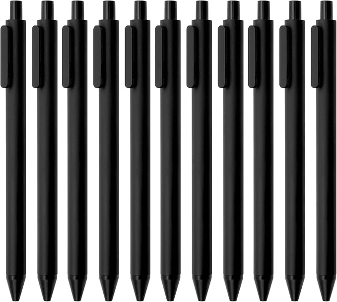 Kaco PURE Gel Pens 0.5mm Fine Point Black Ink 10 Count, Quick Dry Smooth Writing, Aesthetic Office Supplies Refillable Retractable Low Center of Gravity