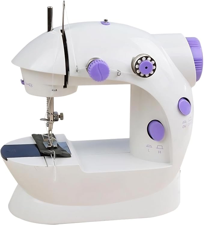Portable Sewing Machine Beginners, Mini Sewing Machine with 2-Speed 2-Thread Stitches, Foot Pedal, Storage Drawer, LED Light, DIY Home Sewing Kit