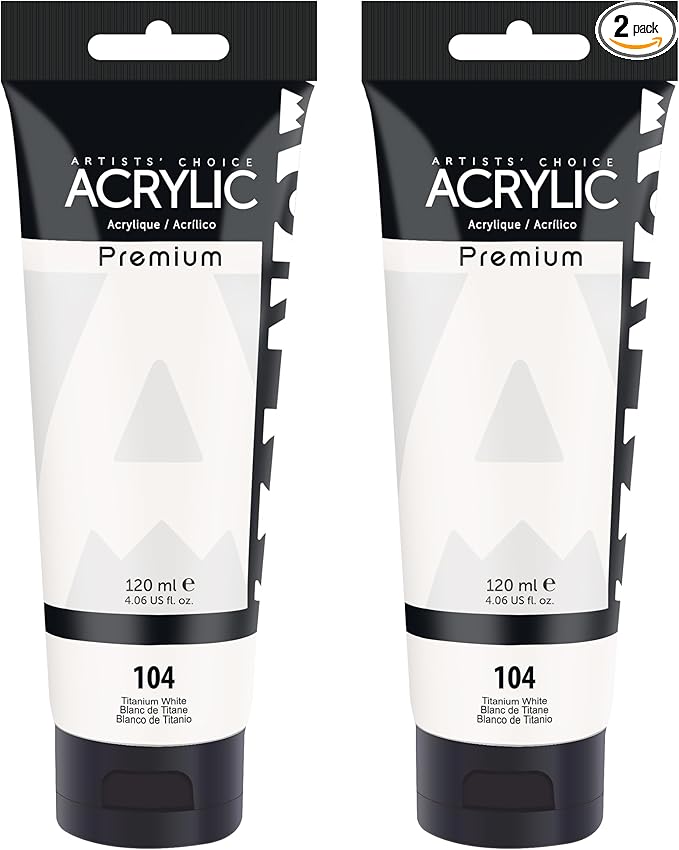 AUREUO Titanium White Acrylic Paint Set, 4 Fl Oz / 120ml 2 Tubes, Rich Pigment Art Craft Paints for Canvas, Rocks, Wood, Ceramic, Fabric - Art Supplies for Beginners, Professionals, Artists