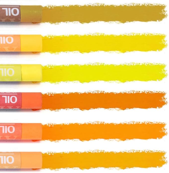 Mifuner Soft Oil Pastels Set (6 Sticks,6 Colors),Colors Heavy Oil Pastels Vibrant and Creamy,Pastel Art Supplies for Artists,Gallery Oil Painting Stick for Adult Art Drawing. Yellow