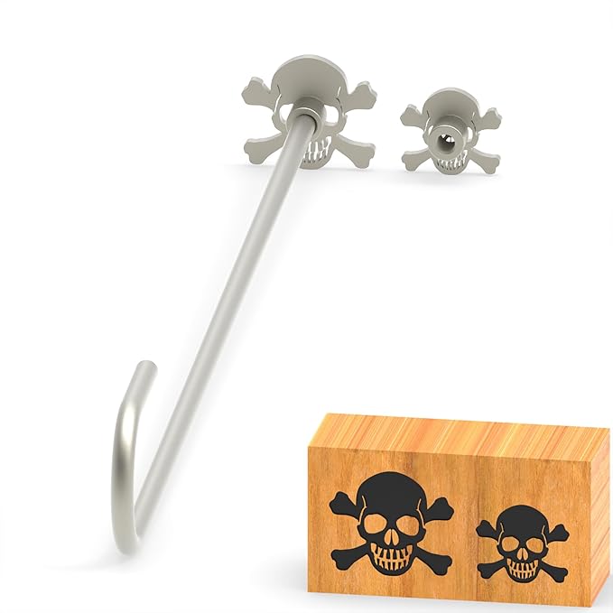 2Pcs Mini 0.8" & 1.1" Branding Irons, Skull & Bones Custom Wood Branding Iron Personalized for Wood Working, Leather Hats, Felt, Cowhide, BBQ & Bread Logo, Steak Branding Iron for Food (009#)