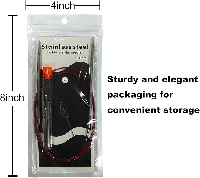 Size 8/5mm Circular Knitting Needles,40 Inch/100cm Knitting Needles for Beginners,Metal Round Knitting Needle Set with 9 Yarn Needle (Red, 40-inch-US-8(5mm))