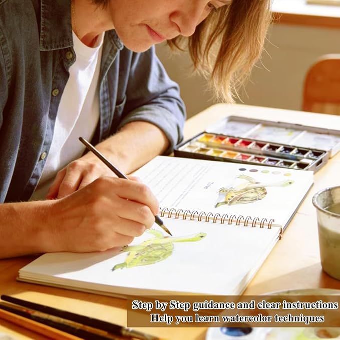 Watercolor Workbooks with Sketches, Beginner Friendly Water Coloring Book Watercolor Paint Set Art Crafts Painting Kit Gift for Adults, Any Level Artist (Animals, Without Paint Set)