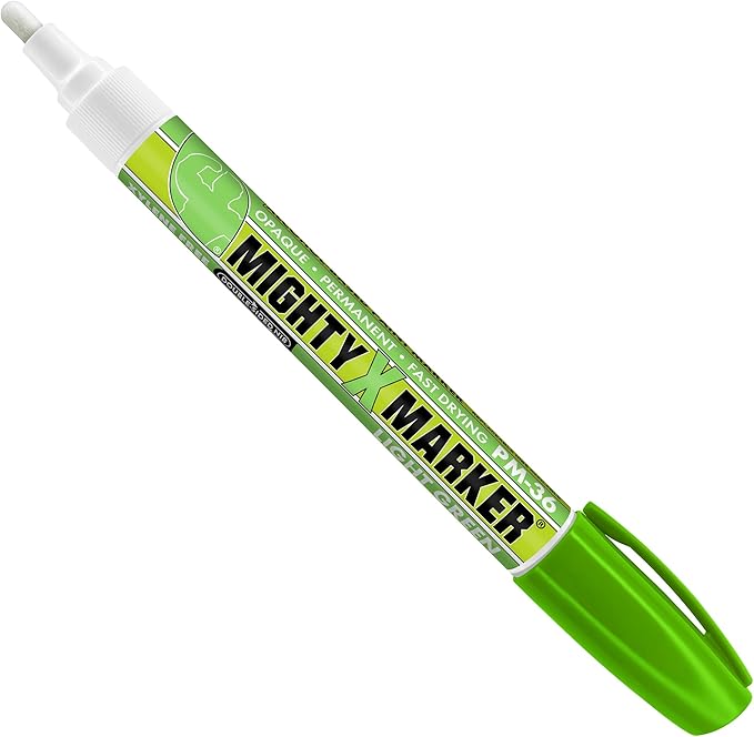 PM-36 Paint Marker, 2.3mm Bullet Tip, Permanent & Waterproof, DIY Crafts, Drawing, Glass, Ceramic, Stone, 6 Bonus Reversible Tips, Made in USA, Lt. Green 6 Pack