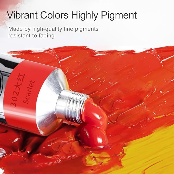 LIGHTWISH Oil Paint,21 Vibrant Oil Colors,50ml Large Tubes, Oil Based Paint for Canvas Painting, Art Supplies for Artist Beginners Adults Students