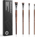 Fuumuui Professional Paint Brush Set, 4Pcs Natural Badger Hair with Flat Shape Blending Mop Oil Paint Brushes for Acrylic Painting Oil and Gouache