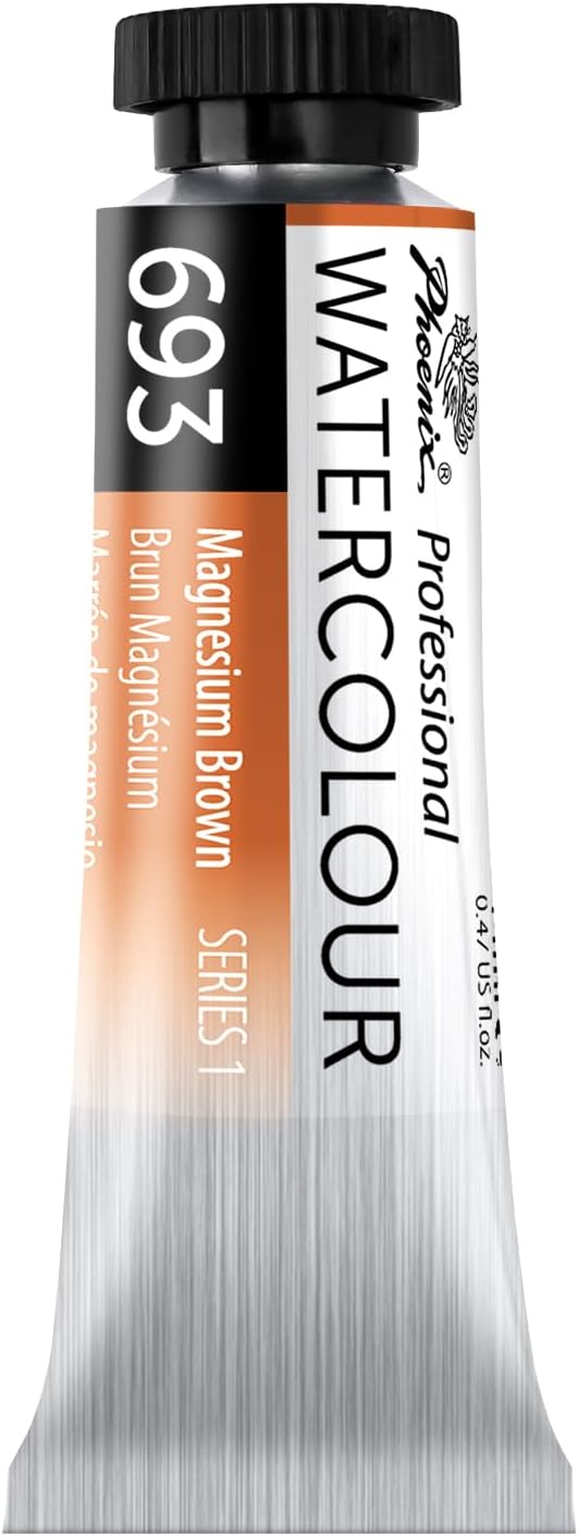 PHOENIX Professional Watercolor Paint Single Tube - 0.47 Fl Oz / 14ml - Magnesium Brown