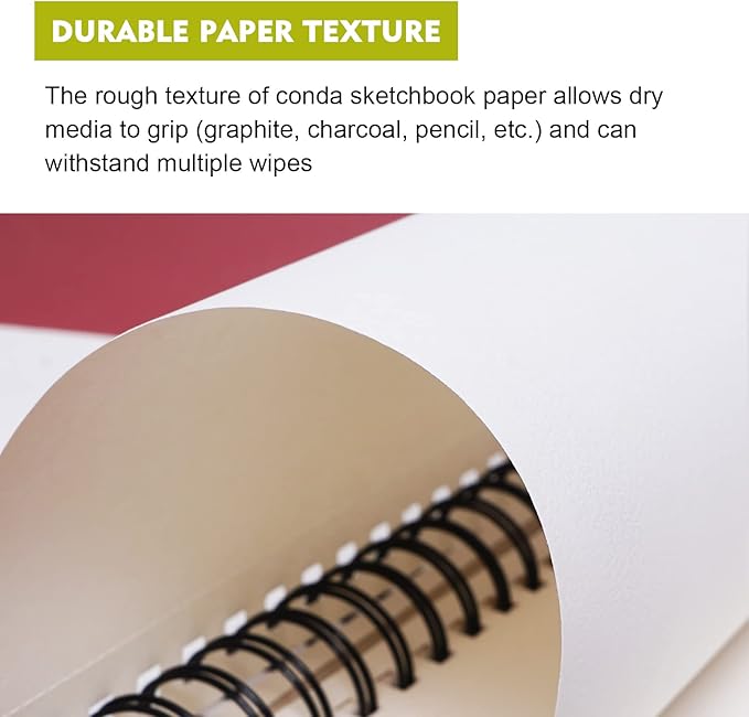 Conda 8.5"x11" Hardbound Sketch Book, Double-Sided Hardcover Sketchbook, Spiral Sketch Pad, Durable Acid Free Drawing Art Paper for Adults