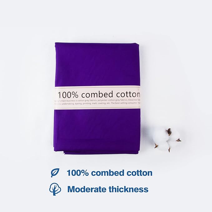 5 Yard Purple Cotton Fabric,Natural Cotton Poplin Fabric by The Yard, 59 Inches Wide 100% Cotton Fabric,Soft Embroidery Muslin Quilting Material for Sewing Material Apparel Cloth