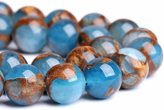 10MM 36PCS Lake Blue Cloisonne Craft Spacer Loose Beads for Jewelry Making DIY Bracelet