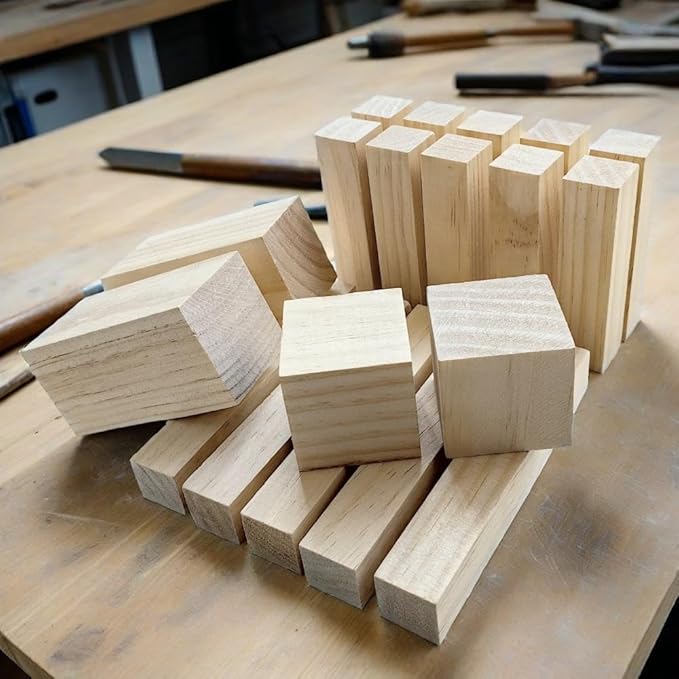 19PCS Basswood Carving Blocks，4 Different Sizes Whittling Wood Blocks，Soft Carving Basswood Kit for Crafts Beginners