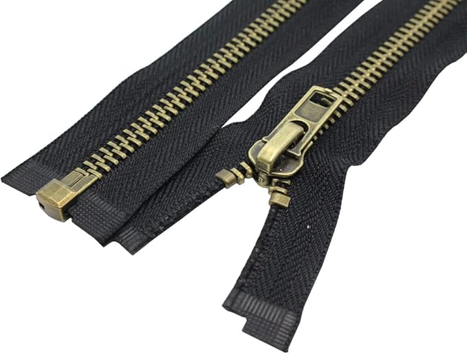 MebuZip #8 31 Inch Antique Brass Teeth Separating Jacket Zipper Right Handed Zipper Heavy Duty Metal Zippers for Men's Jackets Coats Sewing (31" RH)