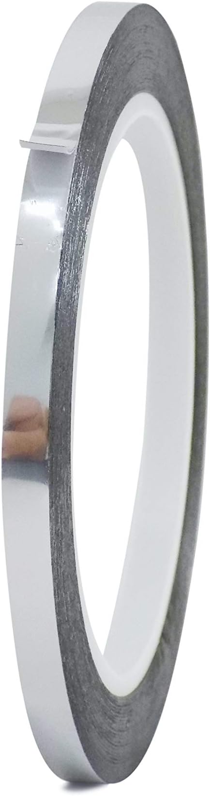 MAT Metalized Polyester Mylar Film Tape, Silver - 3/8 inch x 72 yds. Decor Tape for Detailing Accent Wall, Graphic Arts, Car and Boat Trim - Vibrant Mirror Like Finish