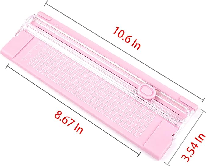 A4 Pink 10.5 Inch x 3.5 Inch Paper Cutter for Cutting Paper, Coupon, Label, Cardstock, and Scrapbooking Craft for Office and Home (Pink)