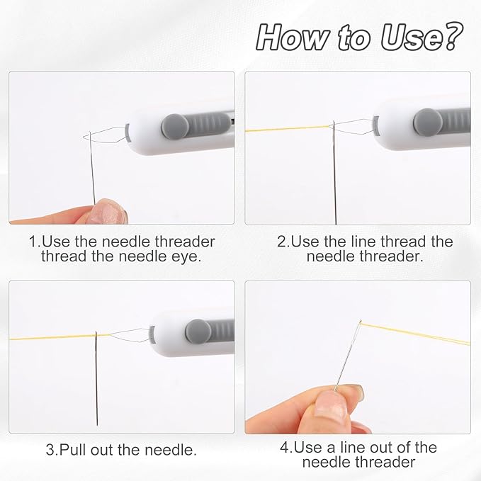 Automatic Needle Threaders Seam Ripper, Upgraded 3 in 1 Sewing Needle Threader Tool, Stretchable Quick Seam Rippers with Needle Storage for Hand Quilling, Embroidery Stitch Removal(Grey)
