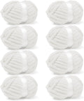 Inhand 8 Pack Chunky Chenille Yarn for Crocheting–30.6 Yards, 7.7oz, Soft Fluffy Thick Yarn,Gifts for Women/Grandma/Men Birthday Christmas Unique,Hand Knitting for Blankets&DIY Crafts (Cream White)