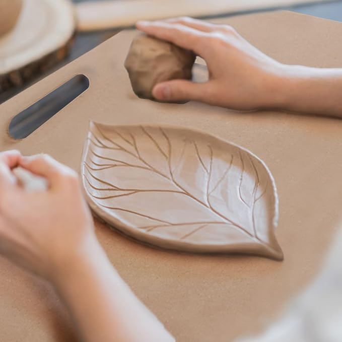 ZENFUN Clay Wedging Board, 12 x 18" Portable Clay Board with Built in Handle, Sturdy 8mm Thickness Wooden Mat Mud Board for Clay Crafts, Drafting Art, Ceramics Pottery Tools