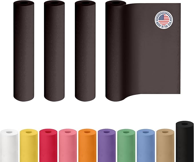 18" x 1200" (100 ft) Black Kraft Paper Roll, Pack of 4 - USA-Made Quality Craft Paper for Gift Wrapping, Kids' Arts & Crafts, School Projects - 100% Recycled, 50 lb Natural Material by IDL Packaging