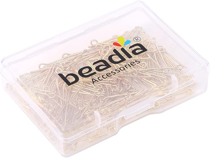 14K Gold Plated Open Eye Pins Non Tarnish 20mm 200pcs for Jewelry Making Findings