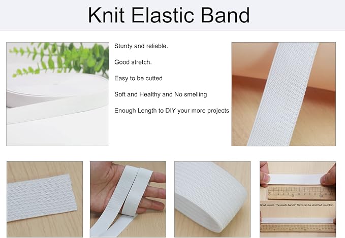 White Knit Elastic Band for Sewing 3/4 inch 40 Yards -20mm Flat Heavy Stretchy Elastic Straps Elastic Band Spool for DIY Craft-Bedspread-Clothing-Pants Waistband-Wigs-Skirts- DIY Projects