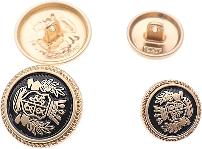 14PCS Black Gold Metal Blazer Button Set,15 mm and 20mm Buttons for Sewing Vintage Buttons,Blazers, Suits, Sport Coats, Uniform, Jackets YIGUANXIN