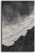 YaSheng Art - Thick Texture Abstract Oil Painting Hand-Painted sea wave Black and White Wall Art Minimalist modern Art Paintings Home Living room Room Dining Room Bedroom Wall Decorative Art Oil Painting 24x36inch