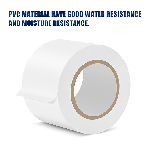 2 Pack Pipe Wrap Tape with PVC Backing, 50' Length X 2" Width White Insulation Tape, Chemical Resistant for Insulation and Protection of Electrical Wires, Water Pipes and Underground Pipes