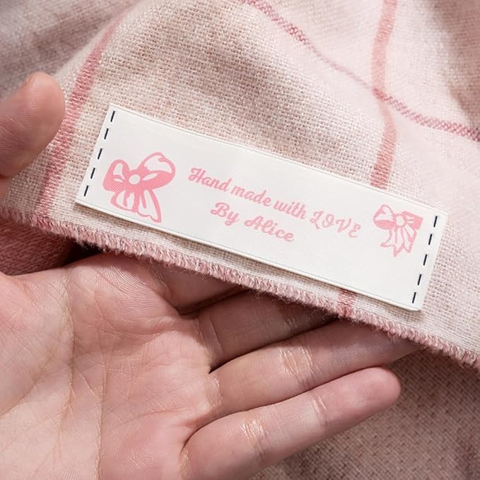 callie Personalized Sewing Labels for Handmade Item, Custom Fabric Label Tags for Crocheting, Crafts, Clothing, Knitting, 25 pcs-200 pcs
