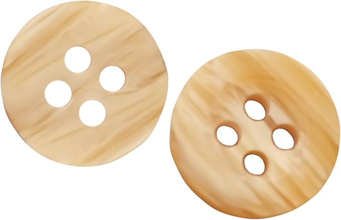 0.45 inch Tan Buttons for Sewing 100 Pcs Wood Color Buttons for Shirt 4 Hole 18L Beige Plastic Glossy 11mm for Work Uniforms School Outfits Aprons Pants Jackets Bags DIY Crafts Decorations
