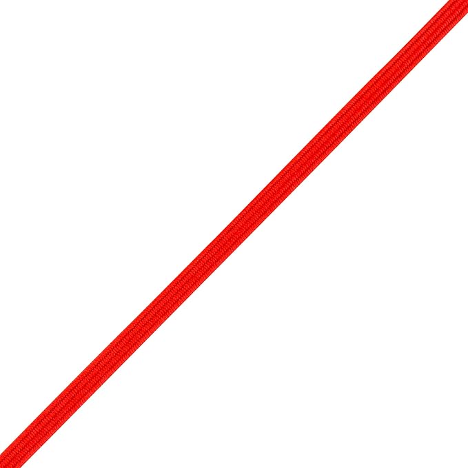 Mandala Crafts 3mm 50 Yds Roll of Red Elastic Bands for Sewing - 1/8 Flat Elastics Cord - 1 8 Inch Braided Stretch Straps for Crafting