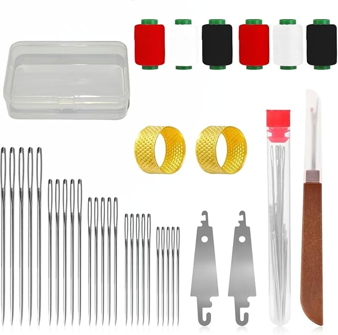 37pcs Big Eye Steel Needles Sewing Hand Tool Kit with Storage Box,Stainless Steel Needles Sewing Kit,Portable Sewing Working Kit,Needles Thread Hand Repair Tools for Beginners,Home,Handcraft Lovers