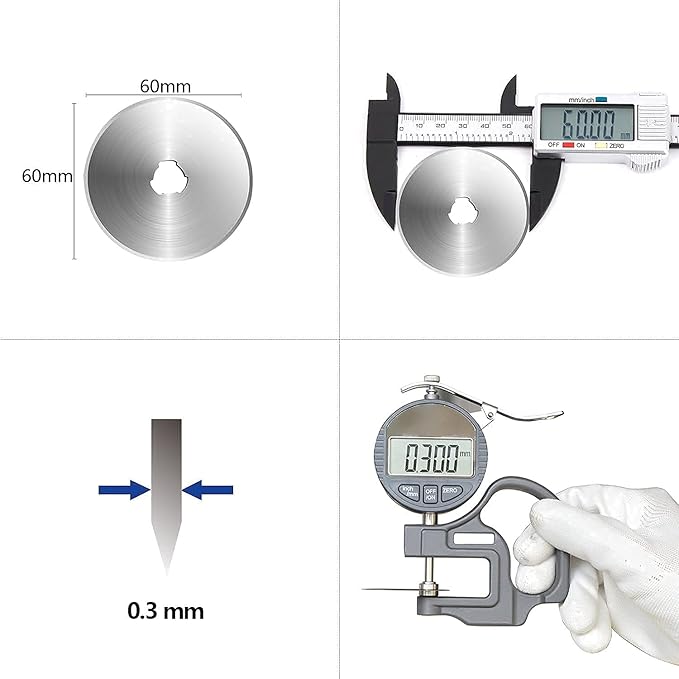 HEADLEY TOOLS 60mm Rotary Cutter Blades 10 Pack Fits Olfa, Fiskars, Replacement Rotary Blade for Arts Crafts Quilting Scrapbooking Sewing, Sharp and Durable