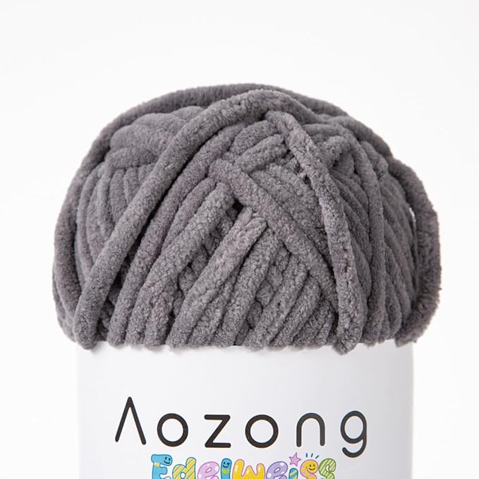 Super Soft and No Shedding Chunky Chenille Yarn for Crocheting and Knitting -Easy to Crochet with-Super Bulky #6, 3Pack of 3.5oz/82yds -Chunky Plush Yarn for Hand Craft Blanket Amigurumi Dark Grey