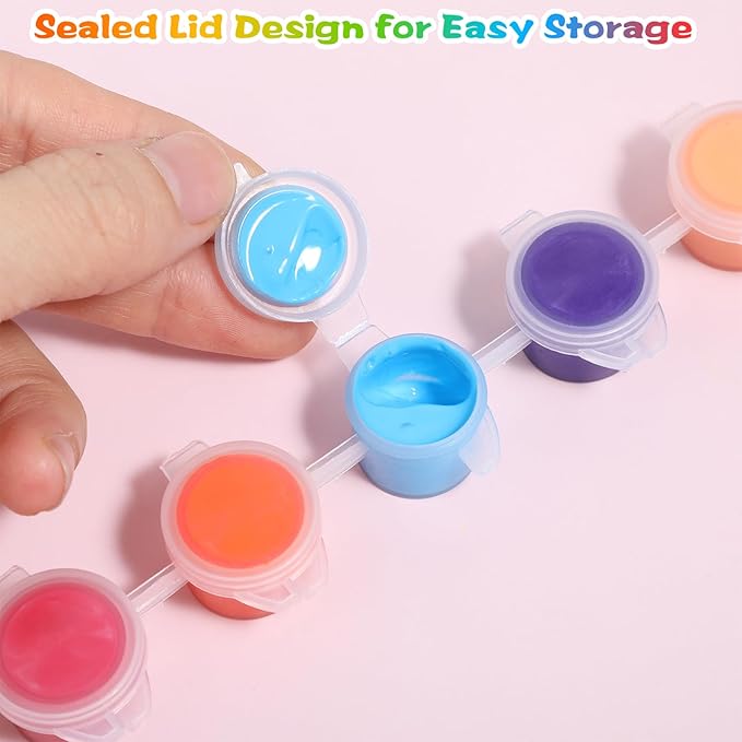 30 Pack Mini Acrylic Paint Set, 420 PCS Paint Kit Container Strips Storage, 12 Colors Acrylic Paints Strips for Adults Craft Paints for Home Party Favors Paiting Gifts